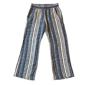 Drew Anthropologie Striped Cropped Linen Blend Pants Size Small